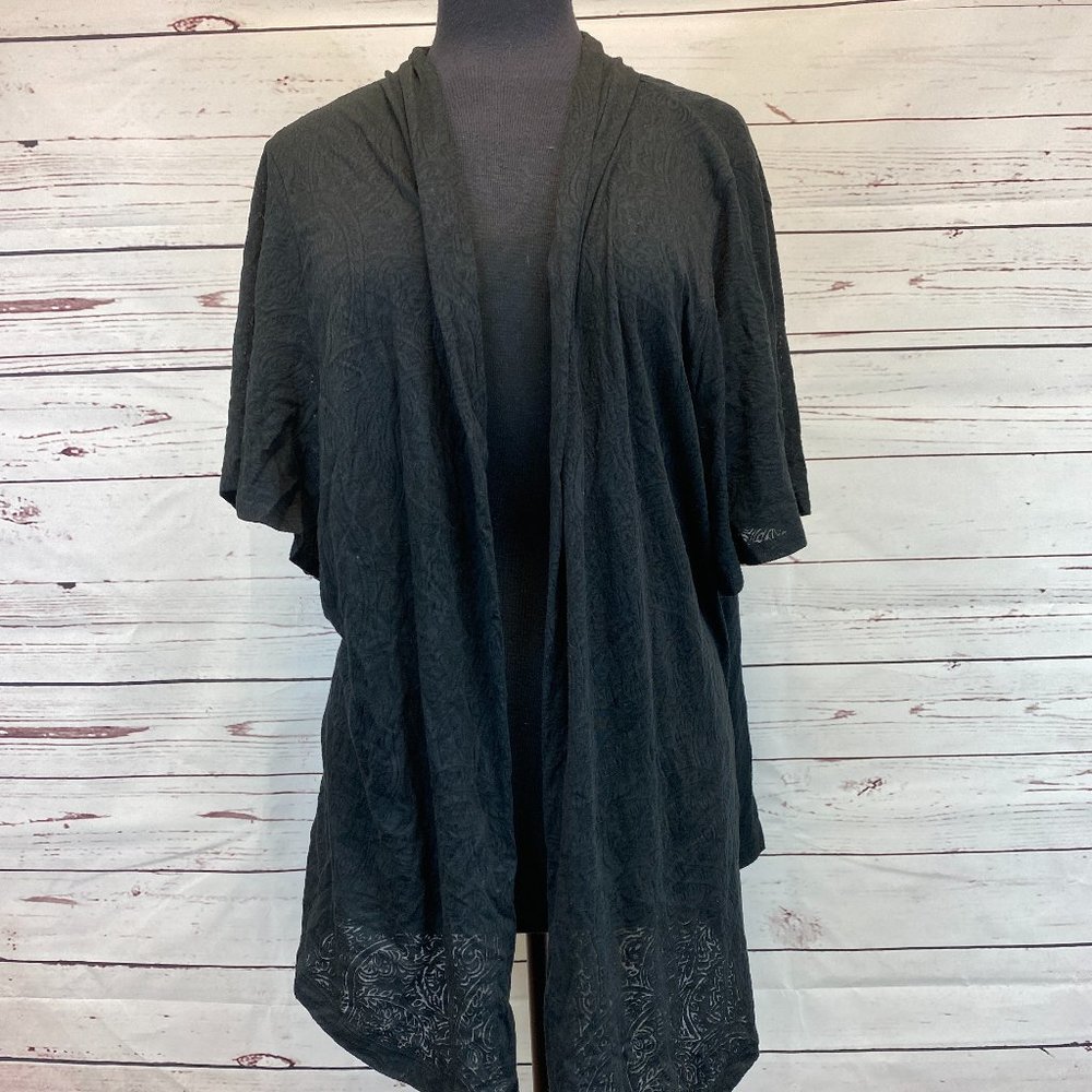 JM Collection Lightweight Black Paisley Cardigan